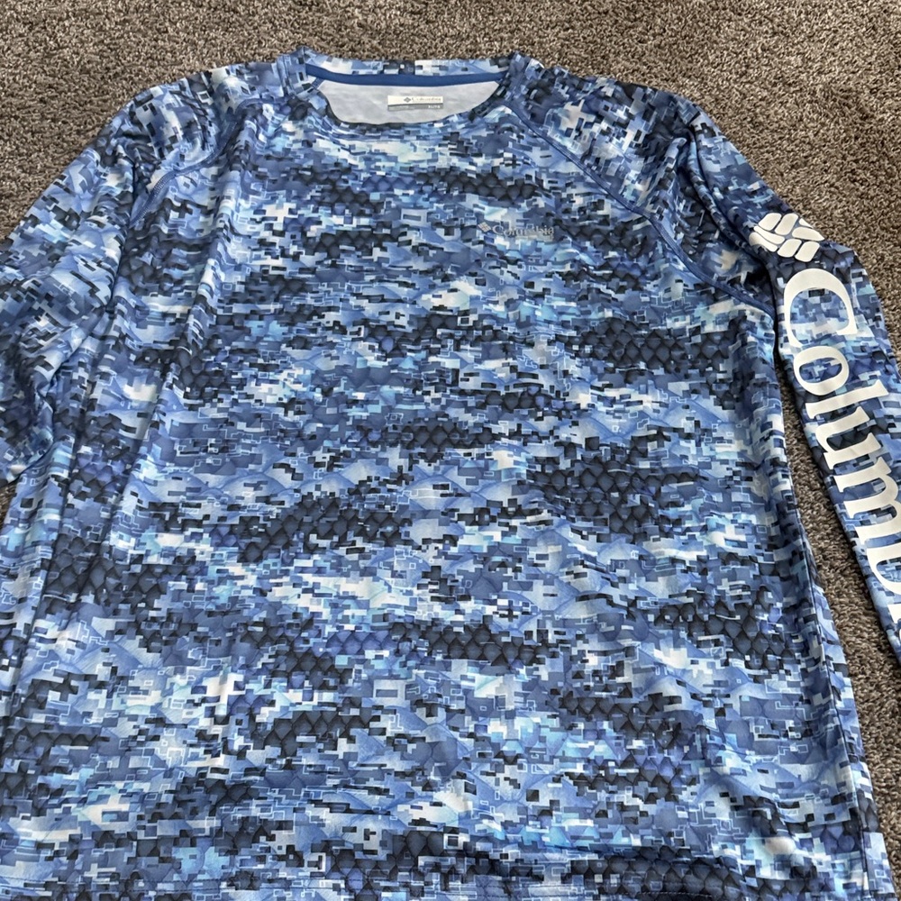 Columbia Digital Blue Camo Long Sleeve Shirt
